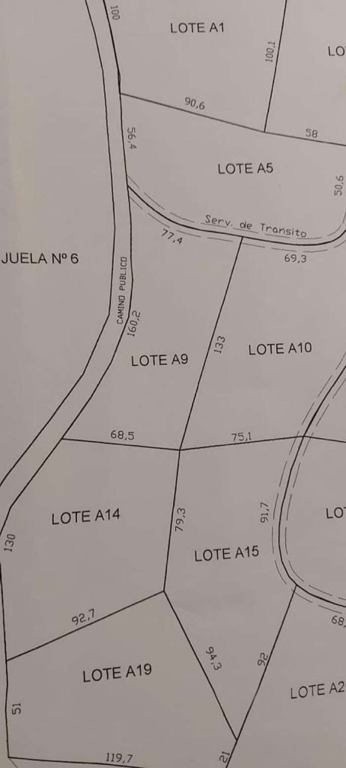 Planos Venta Parcela A 9 en Sector Los Nevados a orilla de camino Los Nevados