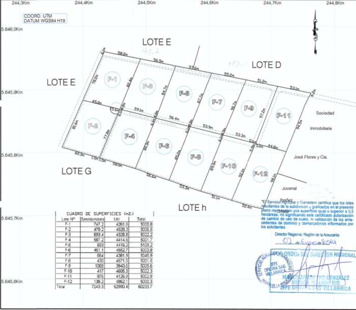 Planos Venta Parcela en Condominio Country Aliwen, Pasaje Arriagada