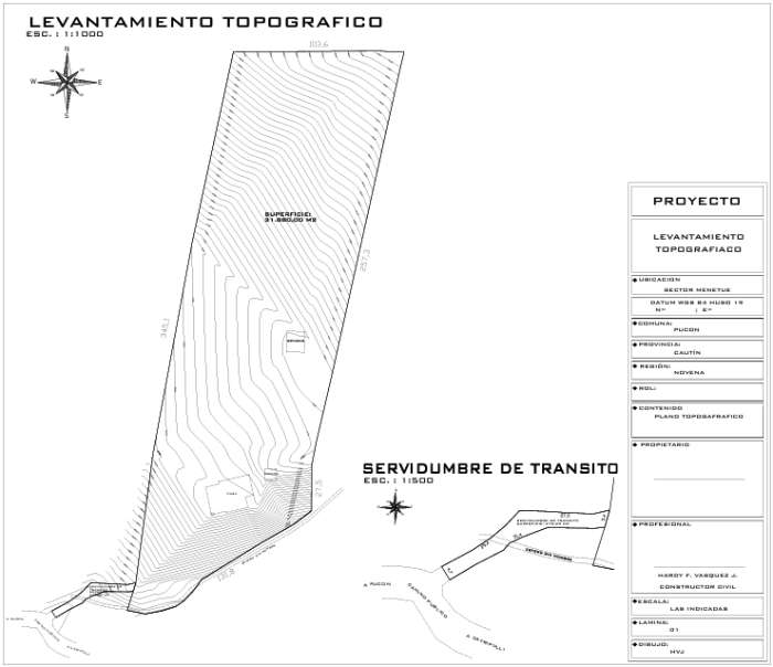 Planos Venta Casa en Campo Santa Luz de 3.2ha Sector Menet�e, Puc�n
